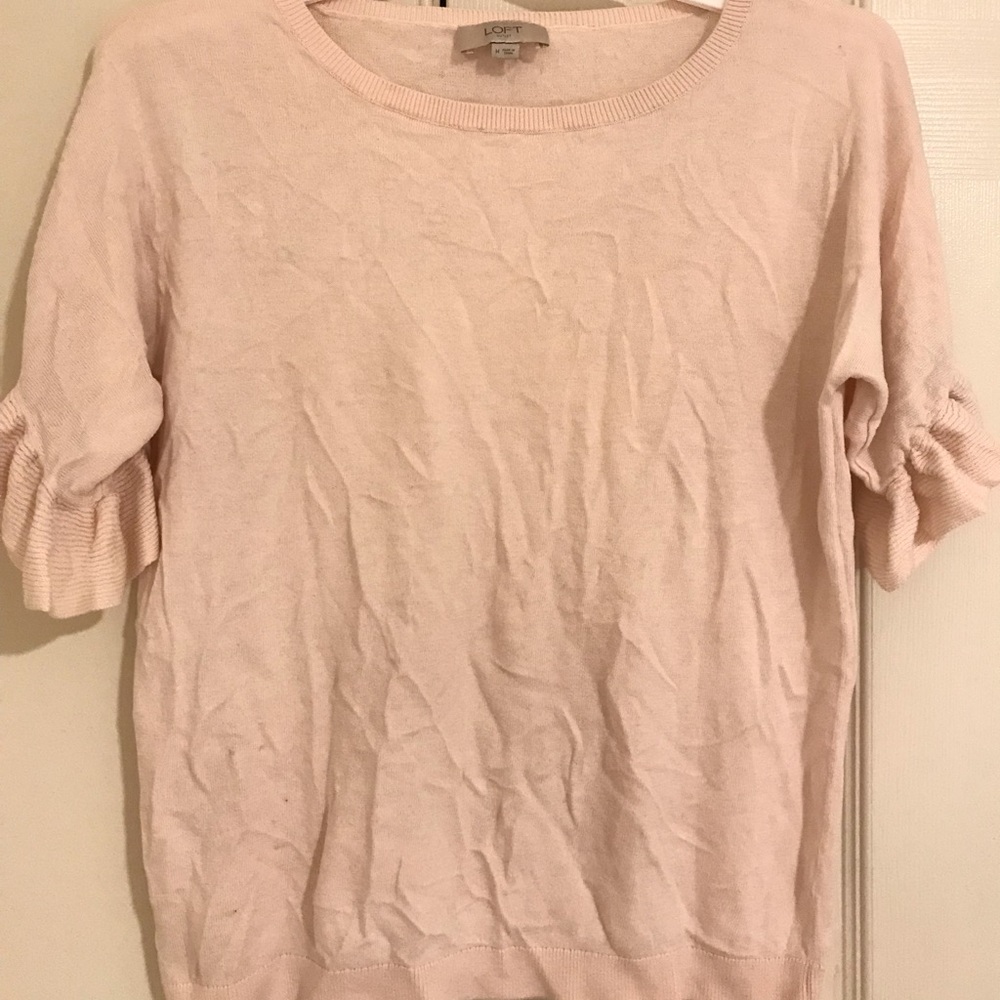 Loft beautiful pink ruffled sweater